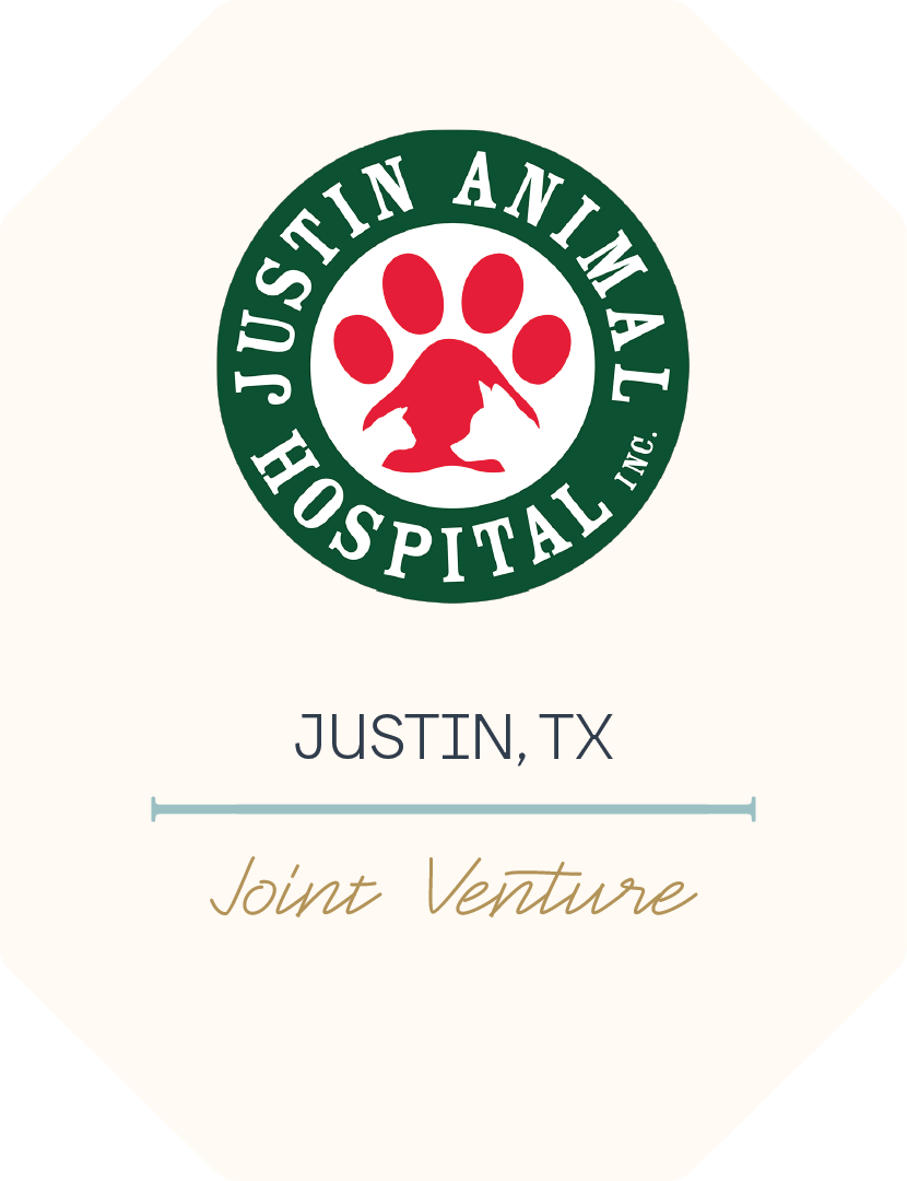 Transaction tombstone for Justin Animal Hospital, Justin, TX — Denna & Paul Ingram, DVMs